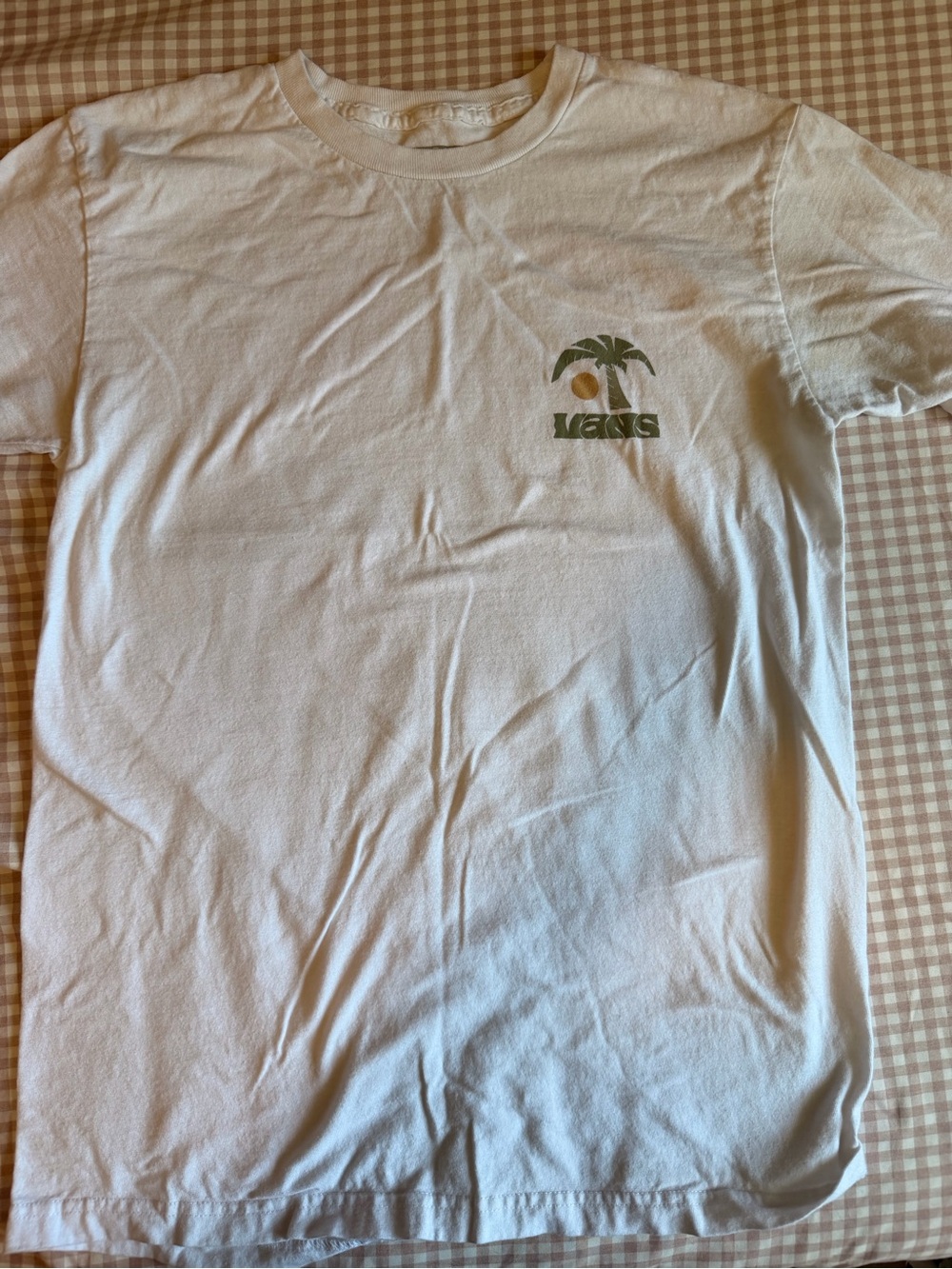 Vans White Tee with Palm & Sun Chest Graphic